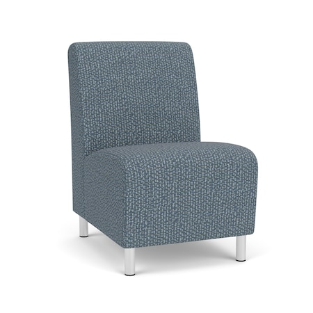 Lesro Siena Lounge Reception Armless Guest Chair, Brushed Steel, RF Serene Upholstery SN1102